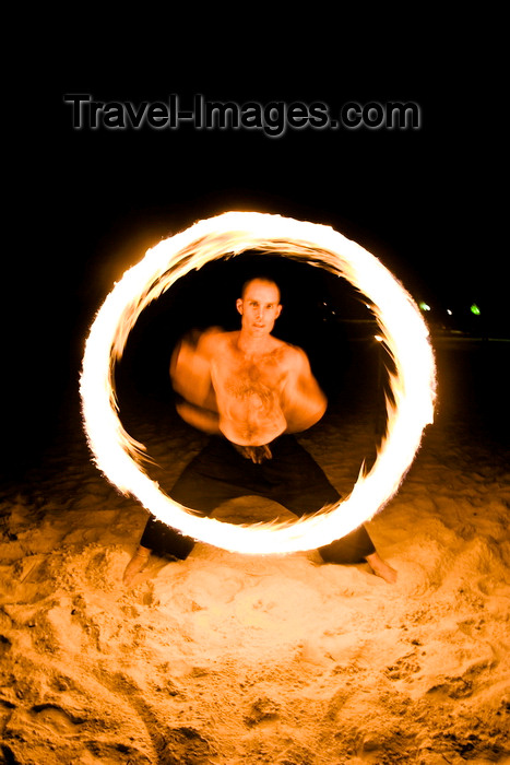 mal621: Perhentian Island, Terengganu, Malaysia: Perhentian Island Resort - Teluk Pauh - PIR - fireshow performer - circle of fire in the night - photo by S.Egeberg - (c) Travel-Images.com - Stock Photography agency - Image Bank