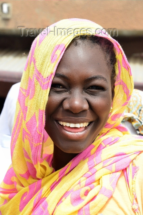 mauritania20: Nouakchott, Mauritania: smiling face of Mauritanian african woman with yellow head-scarf - photo by M.Torres - (c) Travel-Images.com - Stock Photography agency - Image Bank