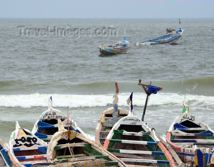 mauritania37: Nouakchott, Mauritania: traditional wooden fishing boats face the waves of the Atlantic Ocean - fishing harbor, the Port de Pêche - photo by M.Torres - (c) Travel-Images.com - Stock Photography agency - Image Bank