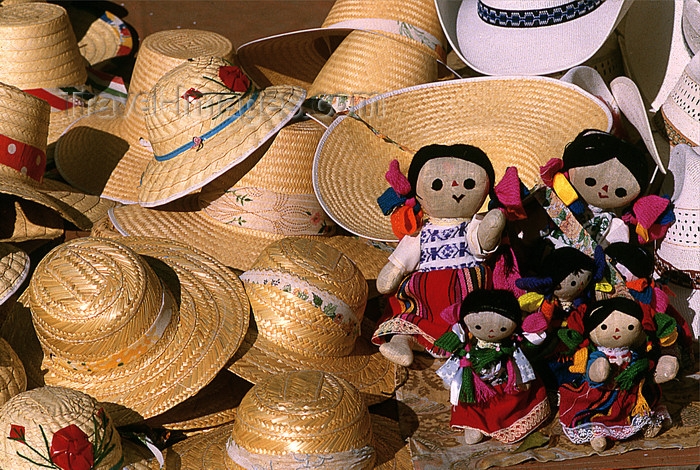 mexico344: Xochimilco, DF: hats and dolls - native handicraft - photo by Y.Baby - (c) Travel-Images.com - Stock Photography agency - Image Bank