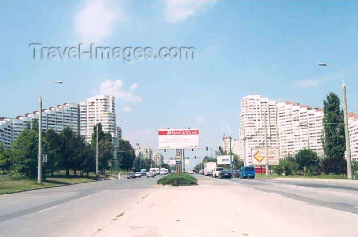 moldova21: Chisinau / Kishinev, Moldova: gates of the city and Ernst & Young CIS ad - Portile orasului - architects Iu.Skvortova, A. Markovici and A.Spasov - photo by M.Torres - (c) Travel-Images.com - Stock Photography agency - Image Bank