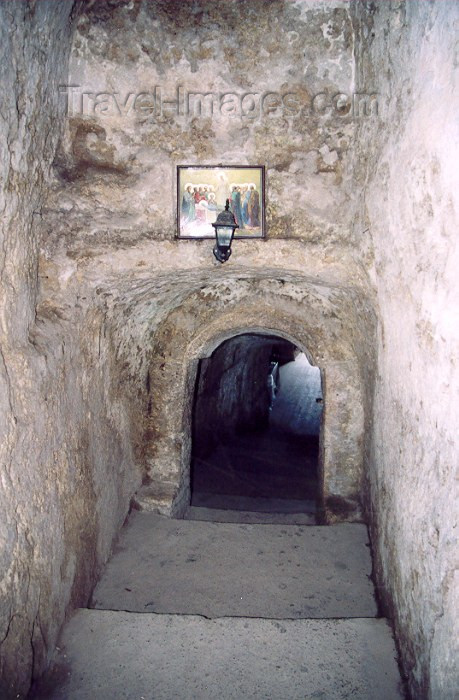 moldova53: Moldova / Moldavia - Orheuil Vechi / Trebujeni: cave monastery of Butuleni - the tunnel - photo by M.Torres - (c) Travel-Images.com - Stock Photography agency - Image Bank