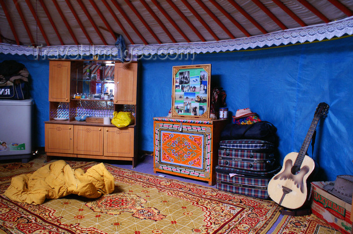 mongolia207: Gobi desert, southern Mongolia: inside a ger, Khongoryn Els, Gurvan Saikhan National Park - Mongolian furniture - photo by A.Ferrari - (c) Travel-Images.com - Stock Photography agency - Image Bank