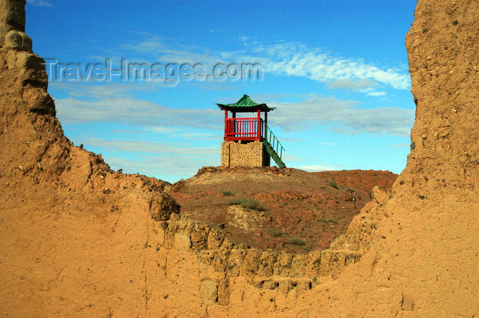 mongolia219: Gobi desert, southern Mongolia: tower - new buildings in the ruins of a monastery complex, Ongiin Khiid - photo by A.Ferrari - (c) Travel-Images.com - Stock Photography agency - Image Bank