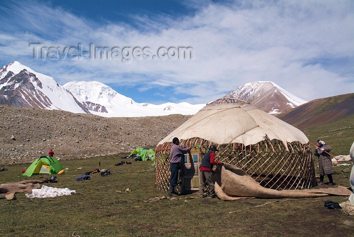 mongolia22: Mongolia - Altai mountains: Mt Khuiten - assembling a ger / yurt - photo by A.Summers - (c) Travel-Images.com - Stock Photography agency - Image Bank