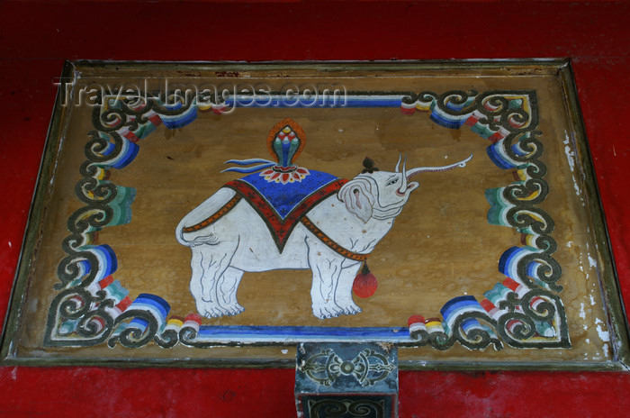 mongolia253: Karakorum, central Mongolia: Erdene Zuu monastery, Kharkhorin - Buddhist painting - Precious Elephant with Cintamani jewels  - photo by A.Ferrari - (c) Travel-Images.com - Stock Photography agency - Image Bank