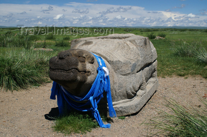 mongolia255: Karakorum, central Mongolia: Turtle Rock with blue scarfs, outside Erdene Zuu monastery, Kharkhorin - photo by A.Ferrari - (c) Travel-Images.com - Stock Photography agency - Image Bank