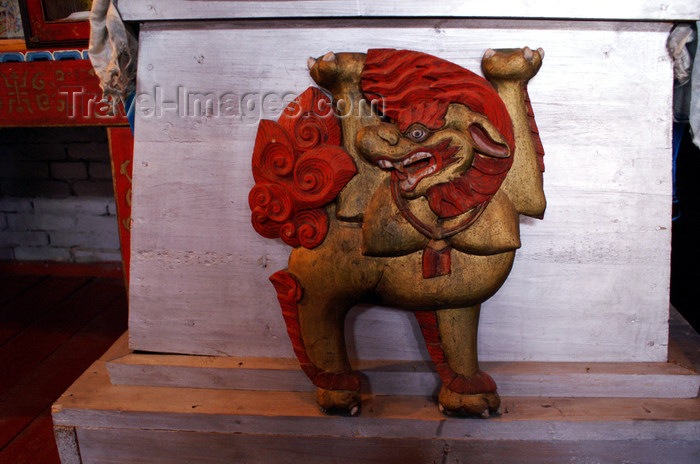 mongolia265: Tsetserleg, Arkhangai province, central Mongolia: inside a temple, Zayain Gegeenii Sum - lion - photo by A.Ferrari - (c) Travel-Images.com - Stock Photography agency - Image Bank