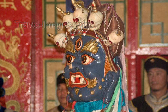 mongolia64: Mongolia - Ulaan Baator / ULN: / Ulan Bator: folk evening - Tibetan deity - green - photo by A.Summers - (c) Travel-Images.com - Stock Photography agency - Image Bank