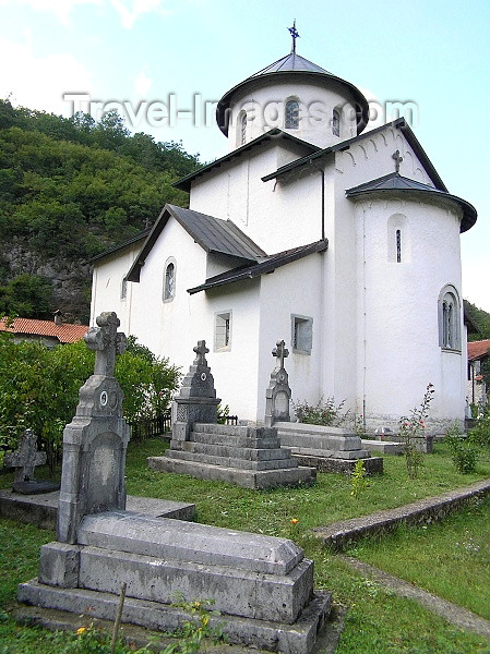 montenegro157: Montenegro - Crna Gora - Komovi mountains: Moraca monastery - Serb Orthodox church and graves - photo by J.Kaman - (c) Travel-Images.com - Stock Photography agency - Image Bank