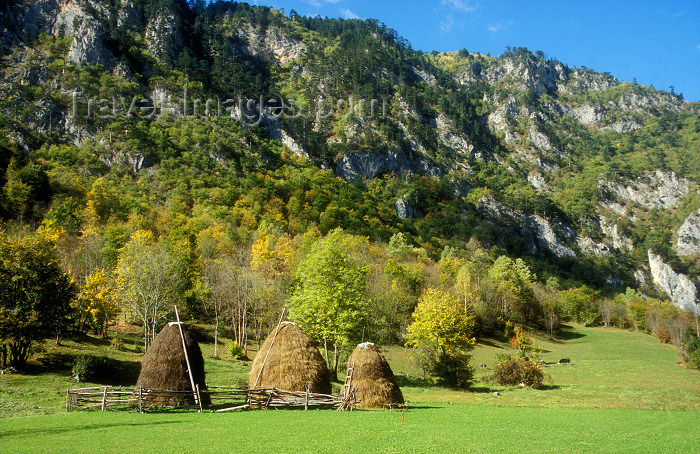 montenegro204: Northern Montenegro: haystacks and mountains - photo by D.Forman - (c) Travel-Images.com - Stock Photography agency - Image Bank