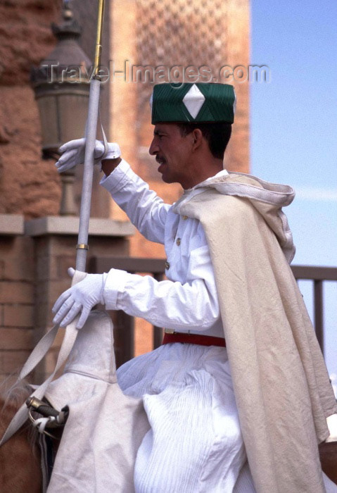 moroc130: Morocco / Maroc - Rabat: mounted guard - Hassan tower - photo by F.Rigaud - (c) Travel-Images.com - Stock Photography agency - Image Bank