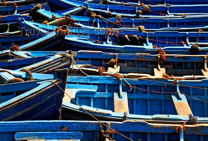 moroc186: Morocco / Maroc - Mogador / Essaouira: blue boats - photo by M.Ricci - (c) Travel-Images.com - Stock Photography agency - Image Bank