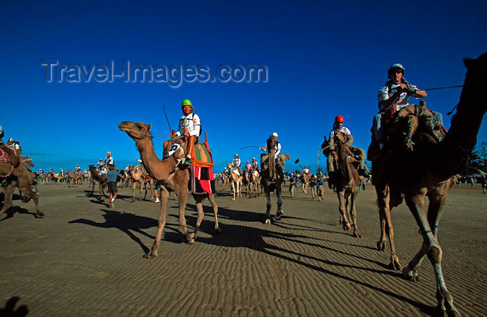 moroc204: Morrocco, Marrakesh: camel race on the beach - Discovery Channel Eco-challenge - photo by S.Egeberg - (c) Travel-Images.com - Stock Photography agency - Image Bank
