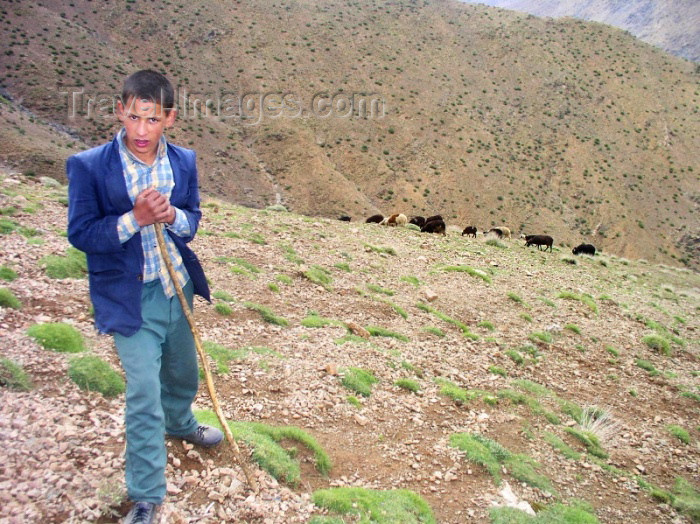 moroc299: Morocco / Maroc - Amskere village: a young shepherd in the Atlas - photo by J.Kaman - (c) Travel-Images.com - Stock Photography agency - Image Bank