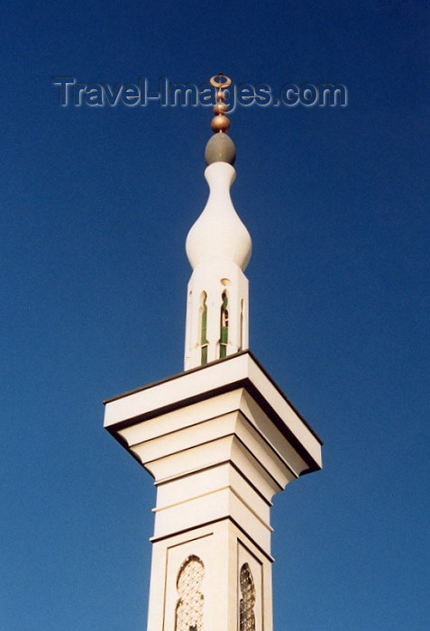 moroc45: Morocco / Maroc - Tangier / Tanger: Syrian mosque - modern mosque - detail of the minaret - photo by M.Torres - (c) Travel-Images.com - Stock Photography agency - Image Bank