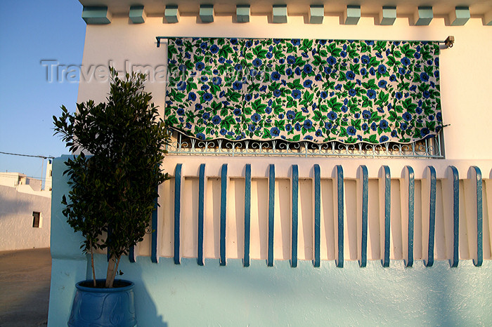 moroc452: Asilah / Arzila, Morocco - Moroccan house - sun protection - photo by Sandia - (c) Travel-Images.com - Stock Photography agency - Image Bank