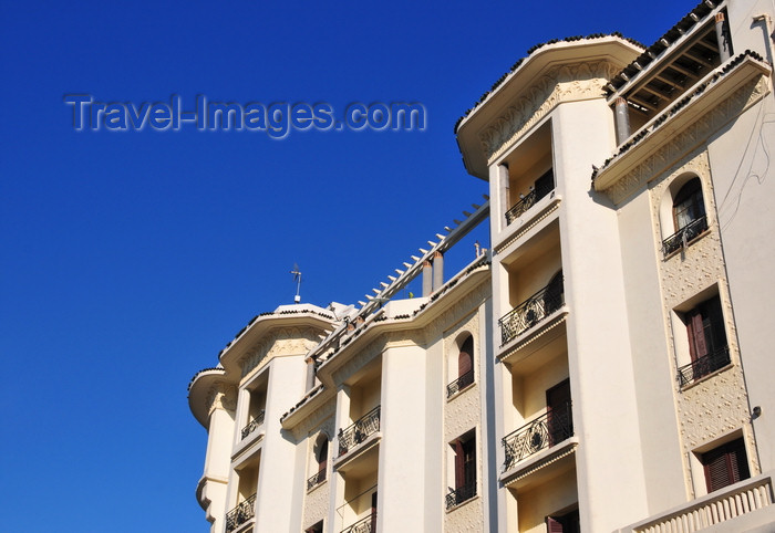 moroc524: Casablanca, Morocco: art deco façade with pergola on the terrace - Blvd Mohammed V - photo by M.Torres - (c) Travel-Images.com - Stock Photography agency - Image Bank