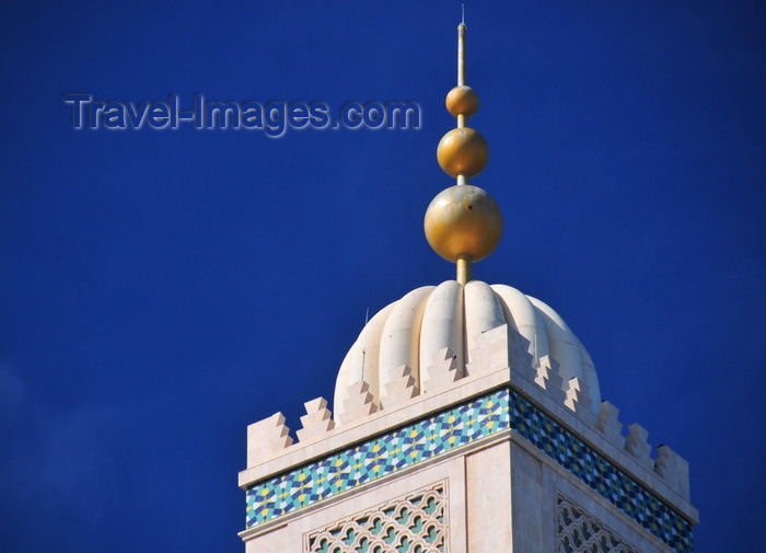 moroc562: Casablanca, Morocco: Hassan II mosque - small dome and three golden spheres atop the minaret - photo by M.Torres - (c) Travel-Images.com - Stock Photography agency - Image Bank