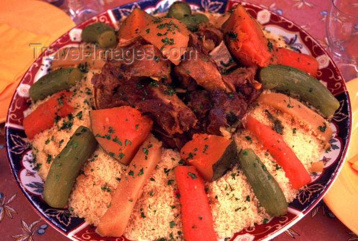 moroc61: Morocco / Maroc - Ait Benhaddou: lamb couscous - Moroccan food - photo by F.Rigaud - (c) Travel-Images.com - Stock Photography agency - Image Bank