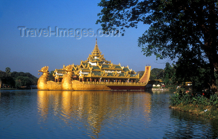 myanmar171: Myanmar / Burma - Yangoon: the Royal Barge in Kandawgyi Nature Park, the original barge, in Mandalay, was destroyed during British colonial rule - photo by D.Forman - (c) Travel-Images.com - Stock Photography agency - Image Bank