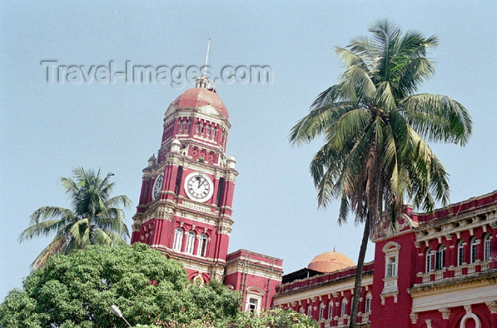 myanmar173: Myanmar / Burma - Yangon / Rangoon: Colonial architecture - Rangoon High Court - clock tower - architect: John Ransome (photo by J.Kaman) - (c) Travel-Images.com - Stock Photography agency - Image Bank