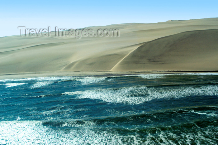 namibia110: Namibia: Aerial view of Skeleton Coast where ocean meets sand dunes, Kunene region - photo by B.Cain - (c) Travel-Images.com - Stock Photography agency - Image Bank