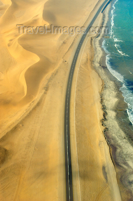 namibia111: Namibia: Aerial view of Skeleton Coast with Road - photo by B.Cain - (c) Travel-Images.com - Stock Photography agency - Image Bank