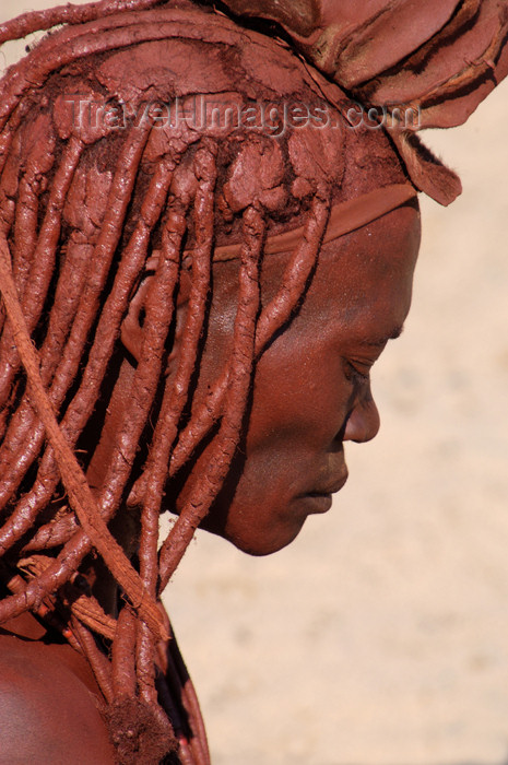 namibia146: Namibia: Himba Woman close-up with braided, ochre covered hair, Kunene region - photo by B.Cain - (c) Travel-Images.com - Stock Photography agency - Image Bank