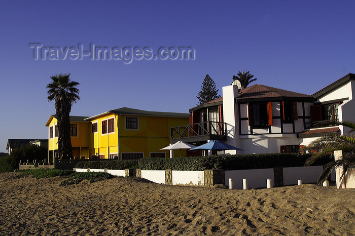 namibia222: Swakopmund, Erongo region, Namibia: houses on the waterfront - central beach - German colonial architecture - photo by Sandia - (c) Travel-Images.com - Stock Photography agency - Image Bank