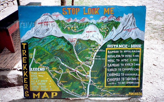 nepal106: Bamboo, Nepal: 'Stop Look Me' - Annapurna map for hikers - photo by G.Friedman - (c) Travel-Images.com - Stock Photography agency - Image Bank