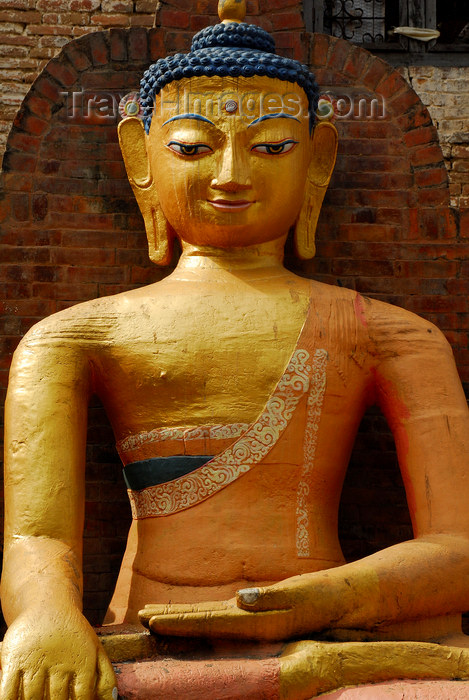 nepal146: Kathmandu, Nepal: a stone statue of Buddha in meditation - photo by E.Petitalot - (c) Travel-Images.com - Stock Photography agency - Image Bank