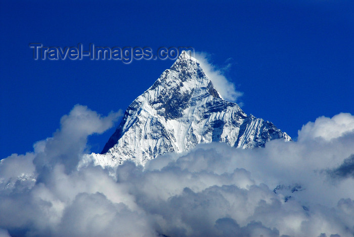 nepal174: Nepal, Pokhara: view of Machhapuchhare peak above clouds - photo by J.Pemberton - (c) Travel-Images.com - Stock Photography agency - Image Bank