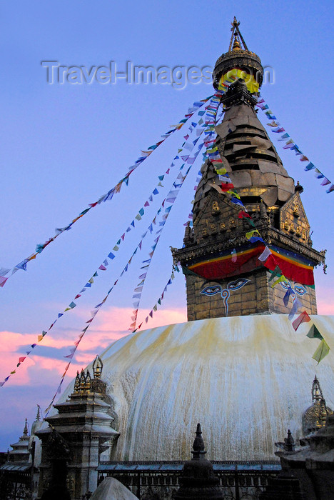 nepal211: Kathmandu valley, Nepal: Swayambunath temple - stupa at sundown - photo by J.Pemberton - (c) Travel-Images.com - Stock Photography agency - Image Bank