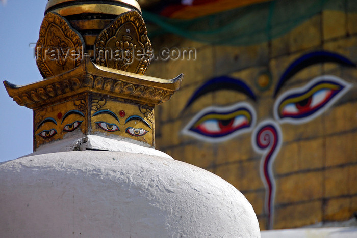 nepal227: Kathmandu valley, Nepal: Swayambhunath stupas - eyes of Buddha looking in all four directions - iconography of the Vajrayana tradition of Tibetan Buddhism - photo by J.Pemberton - (c) Travel-Images.com - Stock Photography agency - Image Bank