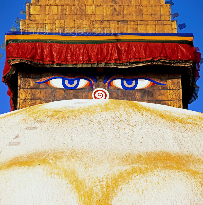 nepal235: Kathmandu valley, Nepal: Bodhnath stupa - the all seeing eyes of Buddha - photo by W.Allgöwer - (c) Travel-Images.com - Stock Photography agency - Image Bank
