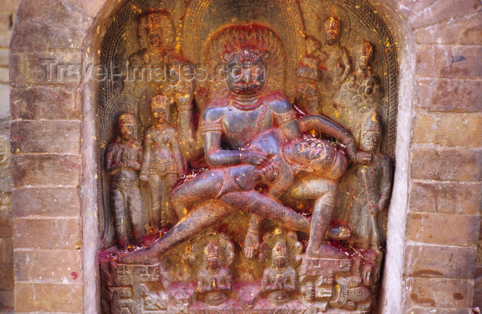 nepal275: Changu village, Kathmandu valley, Nepal: stone relief in Changu Narayan temple - Vishnu as Narasingha kills the demons' King Hiranyakasyapa with bare hands - Changu Narayan is the oldest temple in the entire Kathmandu Valley - photo by W.Allgöwer - (c) Travel-Images.com - Stock Photography agency - Image Bank