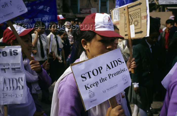 nepal291: Kathmandu, Nepal: "Stop AIDS, keep the promise!" - World AIDS Day parade - photo by W.Allgöwer - (c) Travel-Images.com - Stock Photography agency - Image Bank