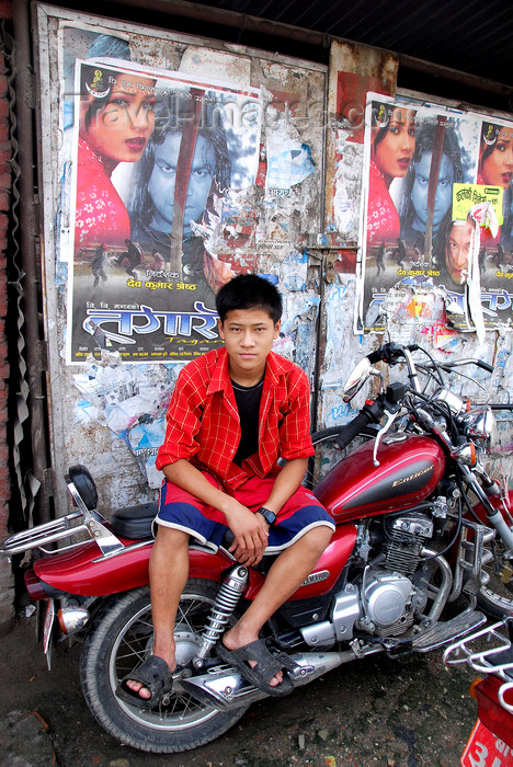 nepal305: Patan, Lalitpur District, Bagmati Zone, Nepal: local boy on motorbike - photo by J.Pemberton - (c) Travel-Images.com - Stock Photography agency - Image Bank