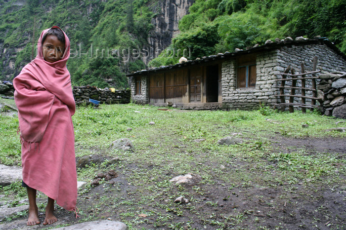 nepal309: Annapurna region, Nepal: child wrapped in a pink blanket - photo by M.Wright - (c) Travel-Images.com - Stock Photography agency - Image Bank