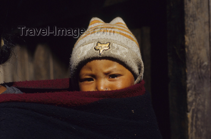 nepal339: Annapurna area, Nepal: toddler on the mother's back - photo by W.Allgöwer - (c) Travel-Images.com - Stock Photography agency - Image Bank