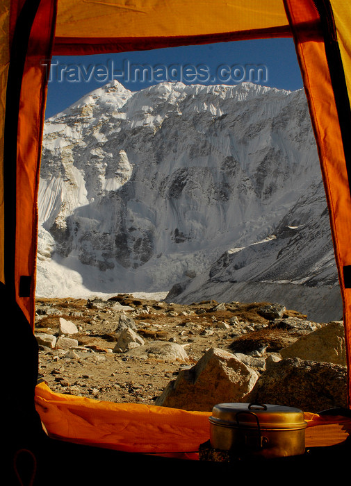 nepal407: Khumbu region, Solukhumbu district, Sagarmatha zone, Nepal: expedition tent at the Island peak base camp - Imja Tse - photo by E.Petitalot - (c) Travel-Images.com - Stock Photography agency - Image Bank