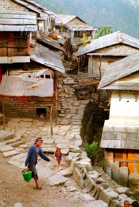 nepal97: Nepal - Annapurna region: village - carrying potatoes - photo by G.Friedman - (c) Travel-Images.com - Stock Photography agency - Image Bank