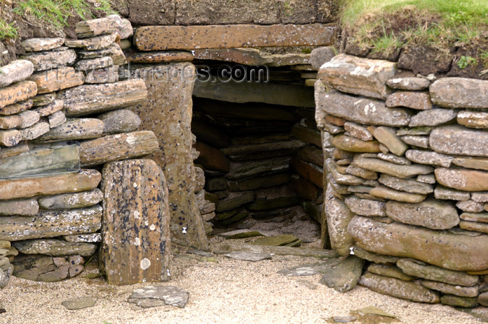 orkney29: Orkney island - Skara Brae - Part of the passage way that originally joined all of the houses in the village.  This was originally roofed over - (c) Travel-Images.com - Stock Photography agency - the Global Image Bank
