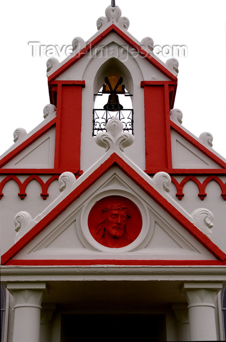 orkney4: Lamb Holm island - The molded head of the Christ on the Belfry of the Italian Chapel erected by Italian prisoners of war at Camp 60, Orkneys, Scotland. - (c) Travel-Images.com - Stock Photography agency - the Global Image Bank