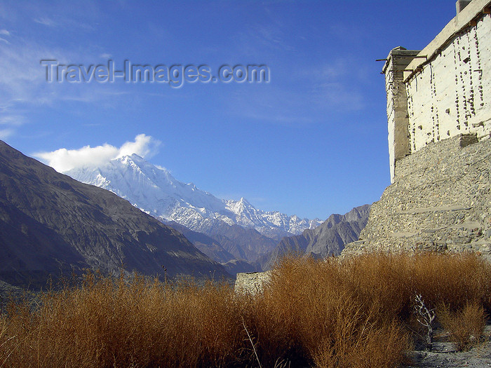 pakistan166: Karimabad / Baltit - Northern Areas, Pakistan: Rakaposhi peak and Baltit fort - Hunza Valley - KKH - photo by D.Steppuhn - (c) Travel-Images.com - Stock Photography agency - Image Bank