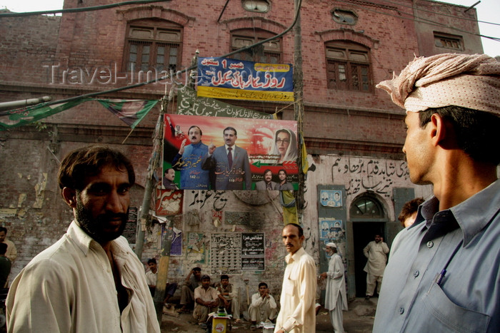 pakistan194: Lahore, Punjab, Pakistan: Bhuto poster - Pakistani politics - people in the streets - photo by G.Koelman - (c) Travel-Images.com - Stock Photography agency - Image Bank