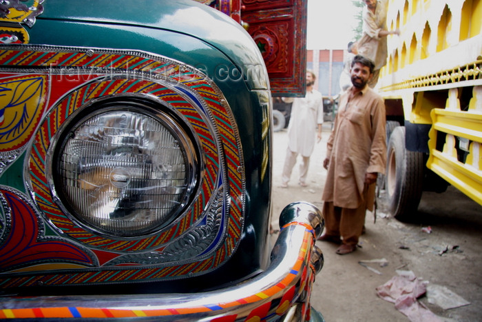 pakistan205: Peshawar, NWFP, Pakistan: decorated detail of truck - head light - photo by G.Koelman - (c) Travel-Images.com - Stock Photography agency - Image Bank