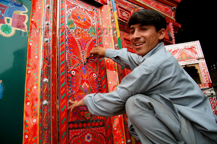 pakistan206: Peshawar, NWFP,  Pakistan: boys painting in a truck workshop - photo by G.Koelman - (c) Travel-Images.com - Stock Photography agency - Image Bank