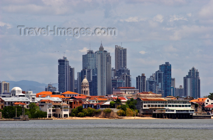 panama141: Panama City: Casco Viejo, the Old Quarter with the modern Panama City skyline as a backdrop - photo by H.Olarte - (c) Travel-Images.com - Stock Photography agency - Image Bank